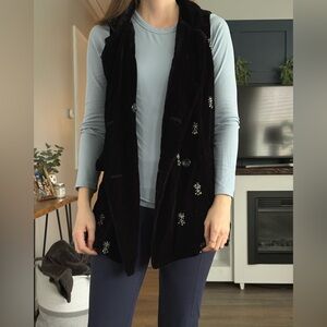 Free People Black Velvet Embellished Vest